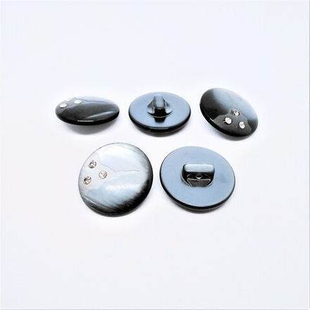 Пуговицы №720, на ножке, 28мм, цв.серый со стразами (CR P-621)