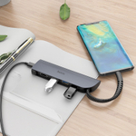 USB HUB Type-C/HDMI/Type-C PD60W Hoco HB13 silver-grey