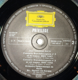 Винтажная виниловая пластинка LP H.V. Karajan Караян, J.S. Bach Бах 6 Concertos Brandebourgeois 6 Бранденбургских Концертов (France 1974)