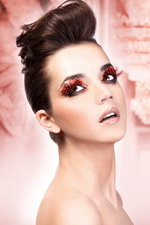 Ресницы черно-красные перья (Цвет: черный с красным)