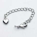 Замок-карабин с удлинителем, цвет серебро (родий), размер 10 мм, цепочка 50 мм, цена за 1 шт