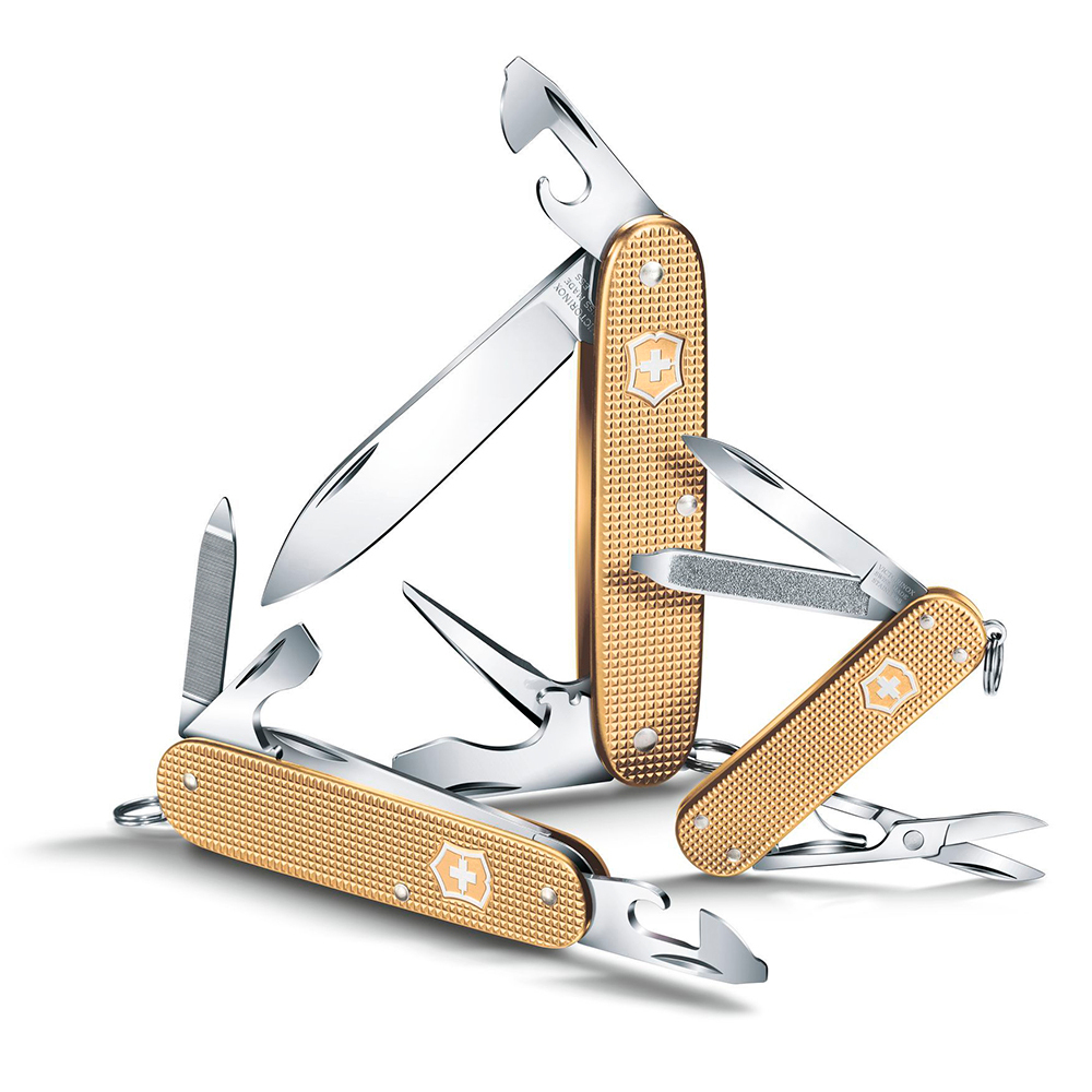 Нож Victorinox Alox Pioneer, 93 мм, 8 функций, золотистый (подар. упаковка), 0.8201.L19