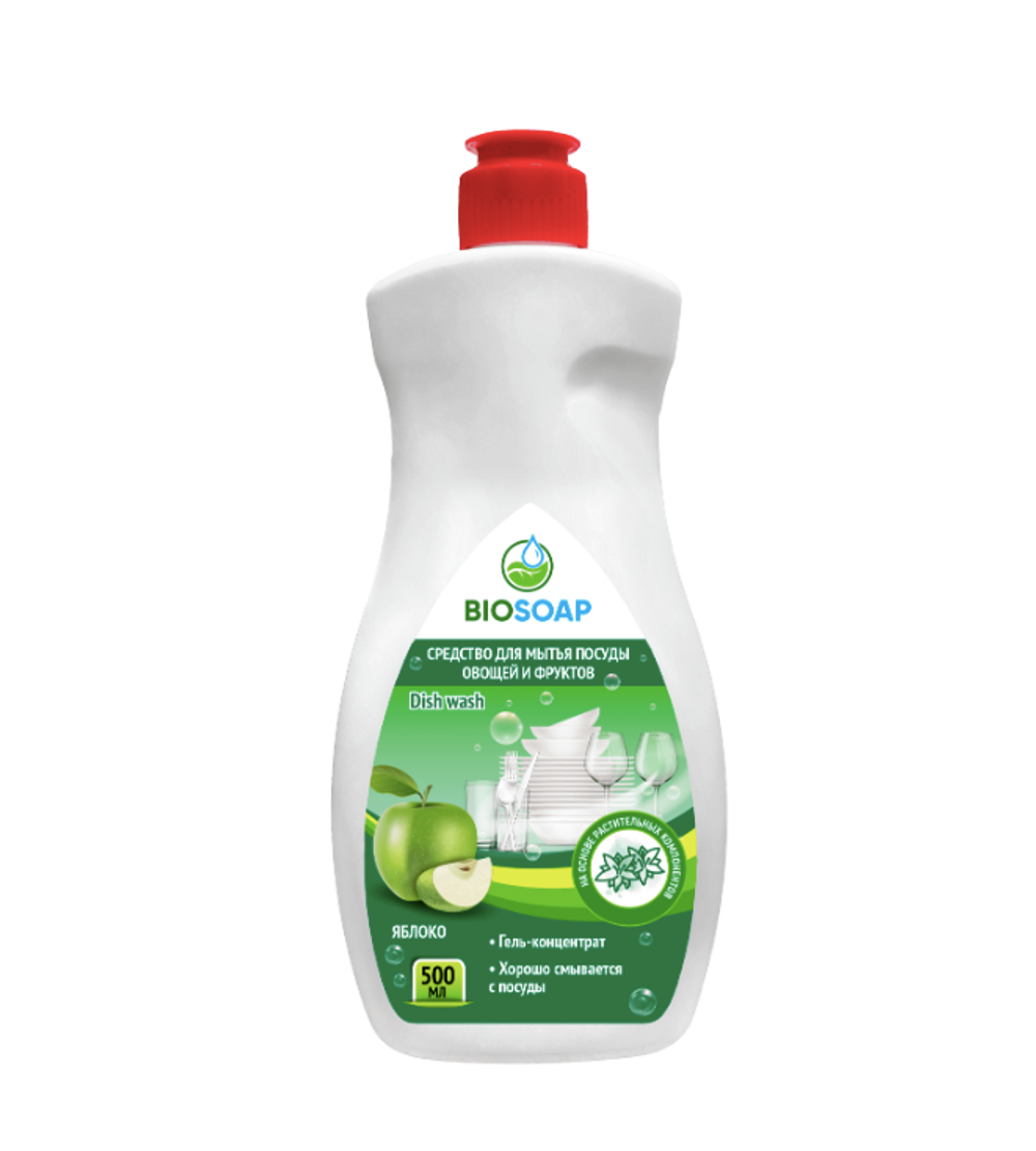 Средство для мытья посуды, овощей и фруктов BIOSOAP, Яблоко, Артикул 9141205 (500 мл).