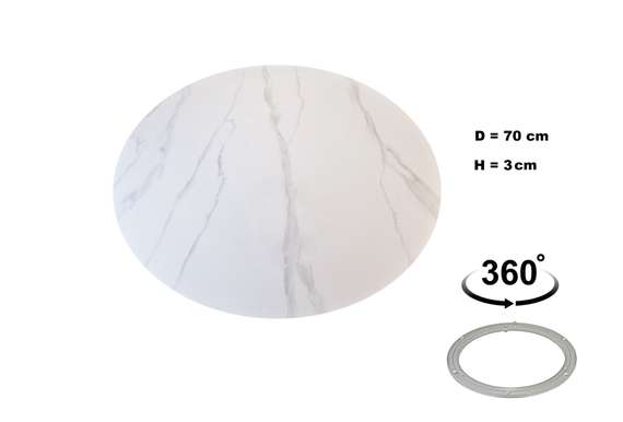 Стол с вращающейся столешницей Kadis, Ø130 см, белый керамогранит