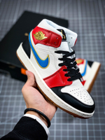 AIR JORDAN 1 MID SAIL/RED/BLACK-BLUE-GOLD