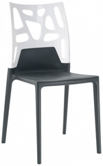 Стул пластиковый Papatya Ego-Rock, антрацит, белый