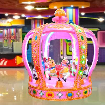 Детская электрическая карусель «Корона Принцессы» розовая, 6 мест