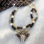 Колье - Teatrium - колье,пчела, агат,жемчуг, дл.47+7 см