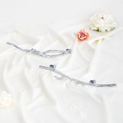 Ручка скоба мебельная Арт Бранч левая Античное серебро