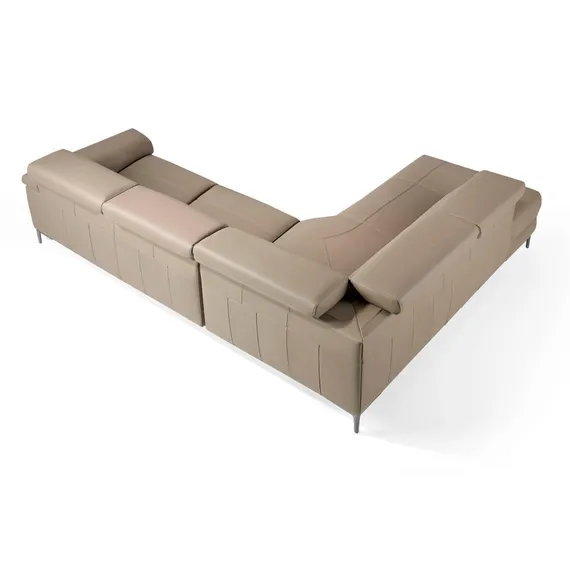 Угловой диван с реклайнером Angel Cerda 5320-L, бежевая кожа