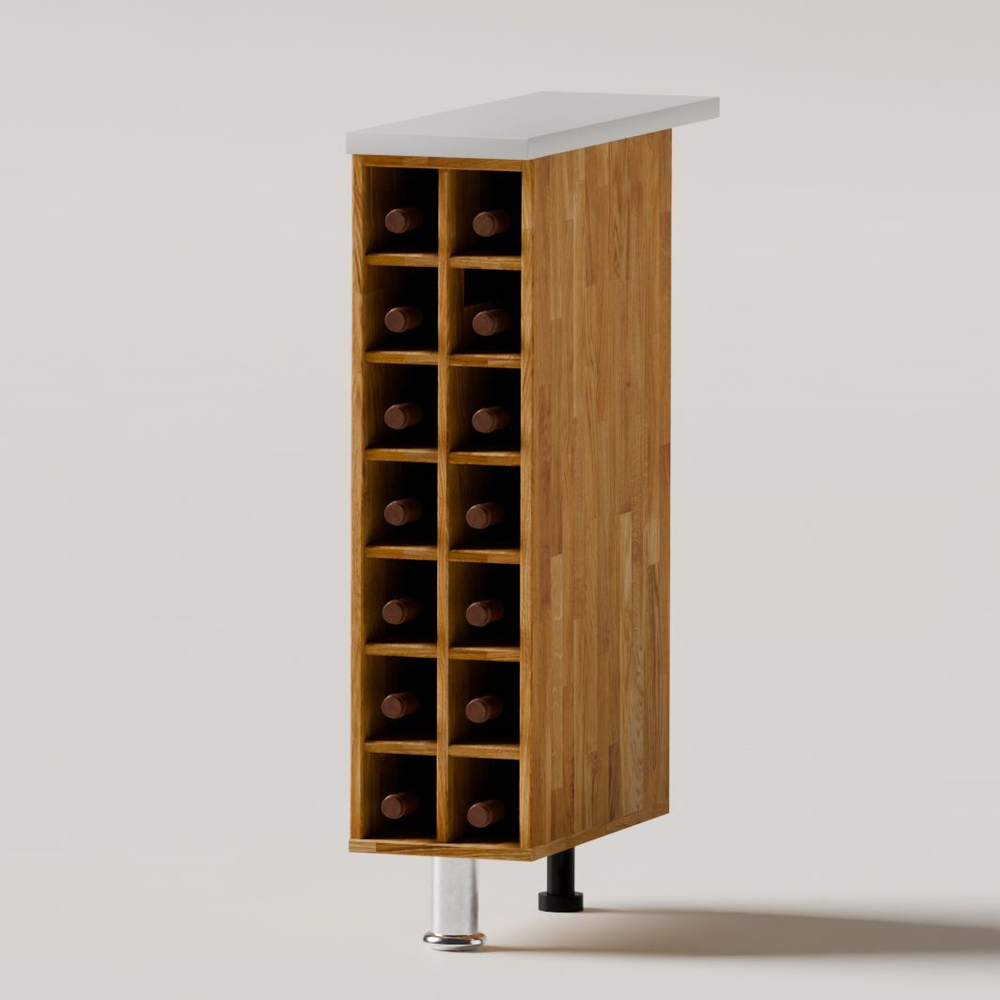 Кухонный напольный модуль для бутылок 20х60х85, Севилья, со столешницей, винный шкаф на ножках, массив дуба, Dipriz
