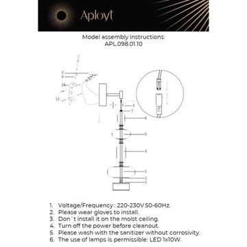 Бра 10W 3000K APL.098.01.10 латунь Viktoir Aployt