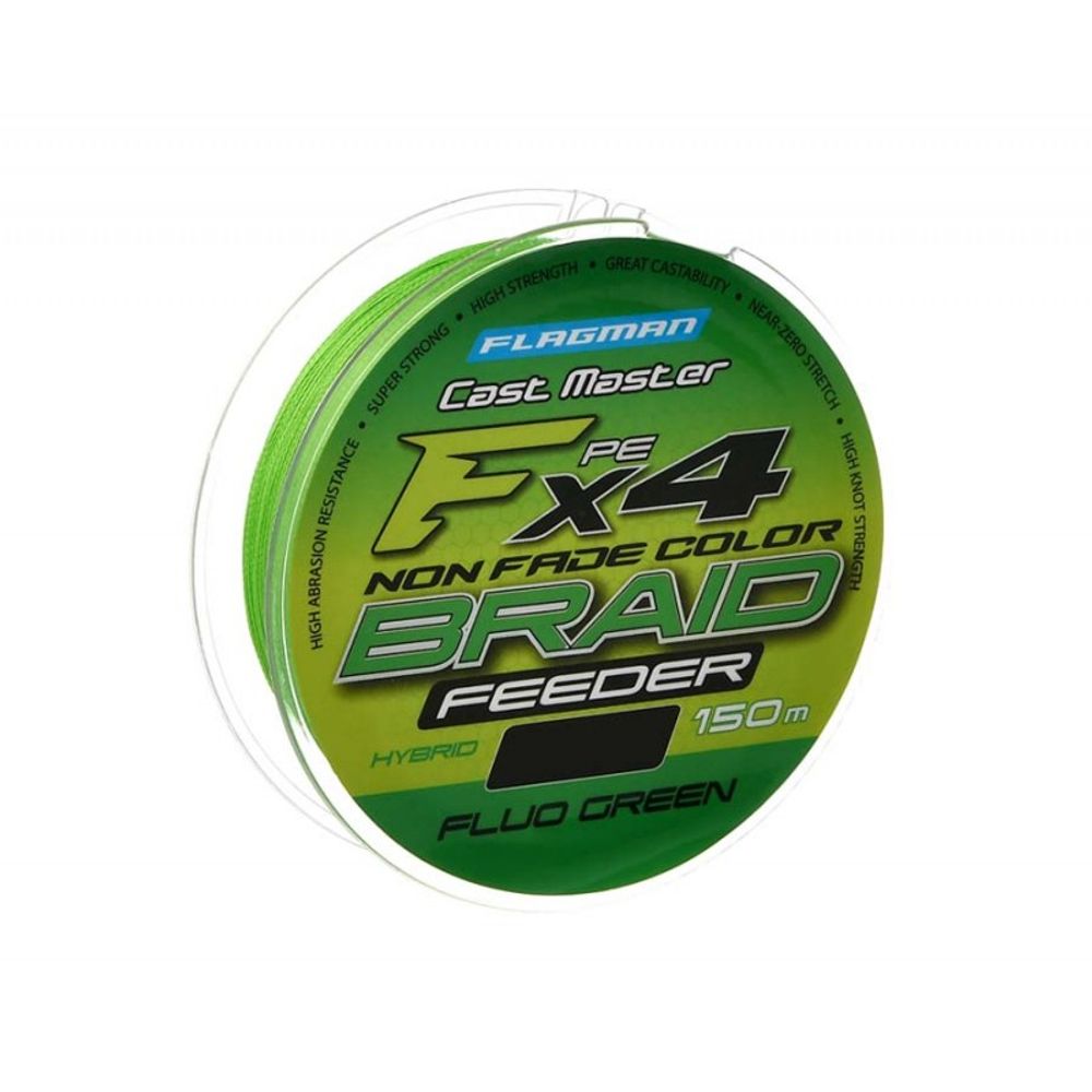 FLAGMAN Шнур Cast Master Feeder Braid F4 150м Fluo Green 0.10мм 5.1кг 11lb