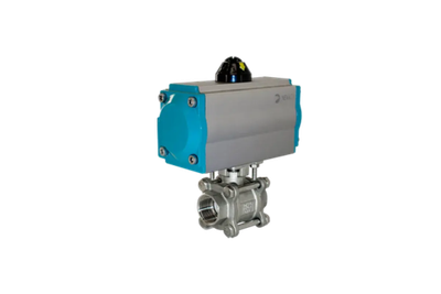 Кран шаровый муфтовый (3PC), AISI304 DN50 (2"), с двухсторонним пневмоприводом AT63D