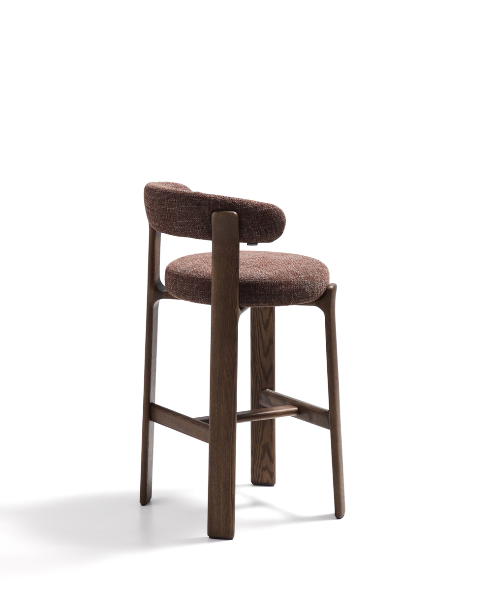 Барный стул Granite из коричневой синели и ясеня с отделкой орех 75 см