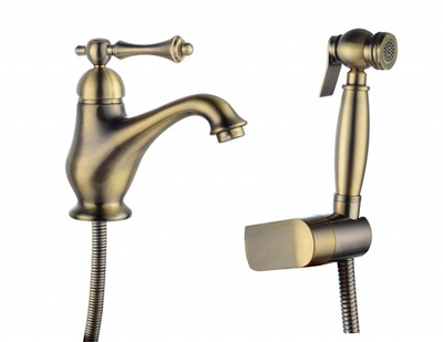 77051-D Смеситель для умыв. с гиг. под. (БРОНЗА)