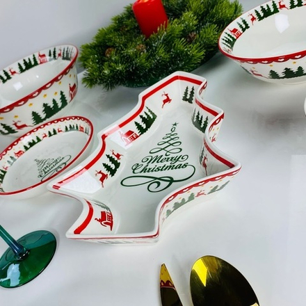 Lenardi 164-056 Глубокое блюдо 28х21х5см НОВЫЙ ГОД в под.уп.(х24)Фарфор