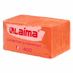 Салфетки бумажные 400 шт. 24х24 см "Big Pack" оранжевые 100% целлюлоза LAIMA (4 штуки в упаковке)