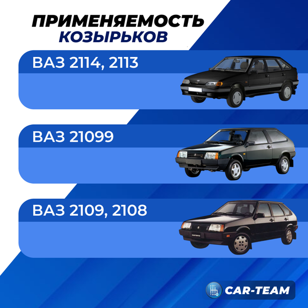 Козырьки солнцезащитные черные (ver 2.0) ВАЗ 2108, 2109, 21099, 2113, 2114, 2115