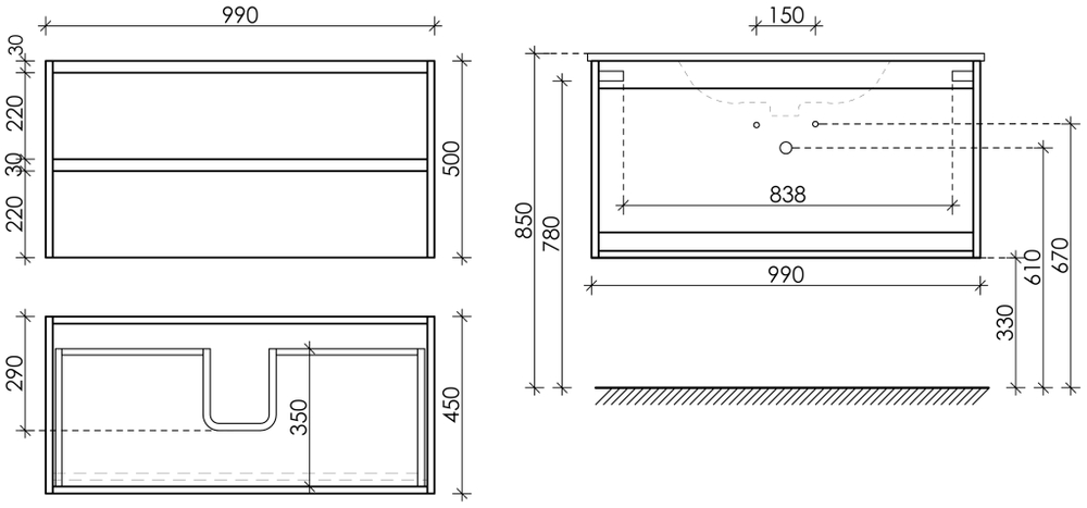 Тумба с раковиной Sancos Libra, 99 см., эмаль белый, LB100W