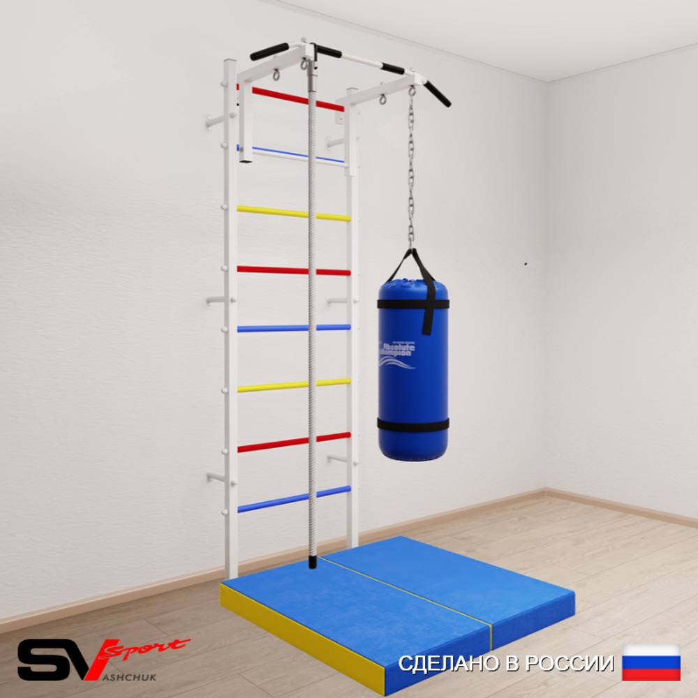 Шведская стенка Sv Sport 5097 (Турник стандарт/Канат/Цепь/Мешок 30кг/Мат 1м)