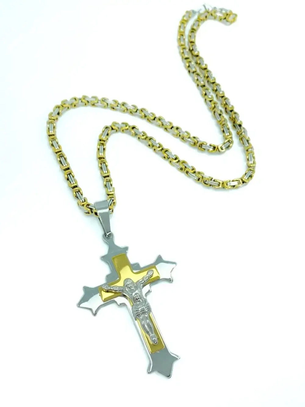 Объемная цепочка с крестиком Steel Rage толстого плетения