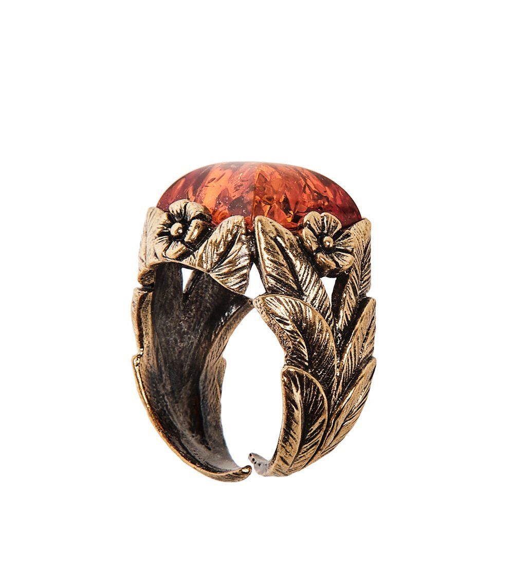 AM-2463 Кольцо «Лесное Очарование» (латунь, янтарь)