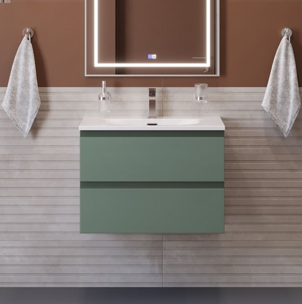 Тумба с раковиной подвесная BelBagno KRAFT-600-2C-SO-VO Еловый матовый, раковина белая BB-8099-60