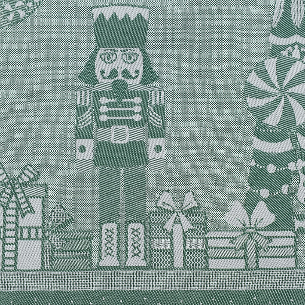 Скатерть из хлопка зеленого цвета с рисунком Щелкунчик из коллекции new year essential, 180х260см