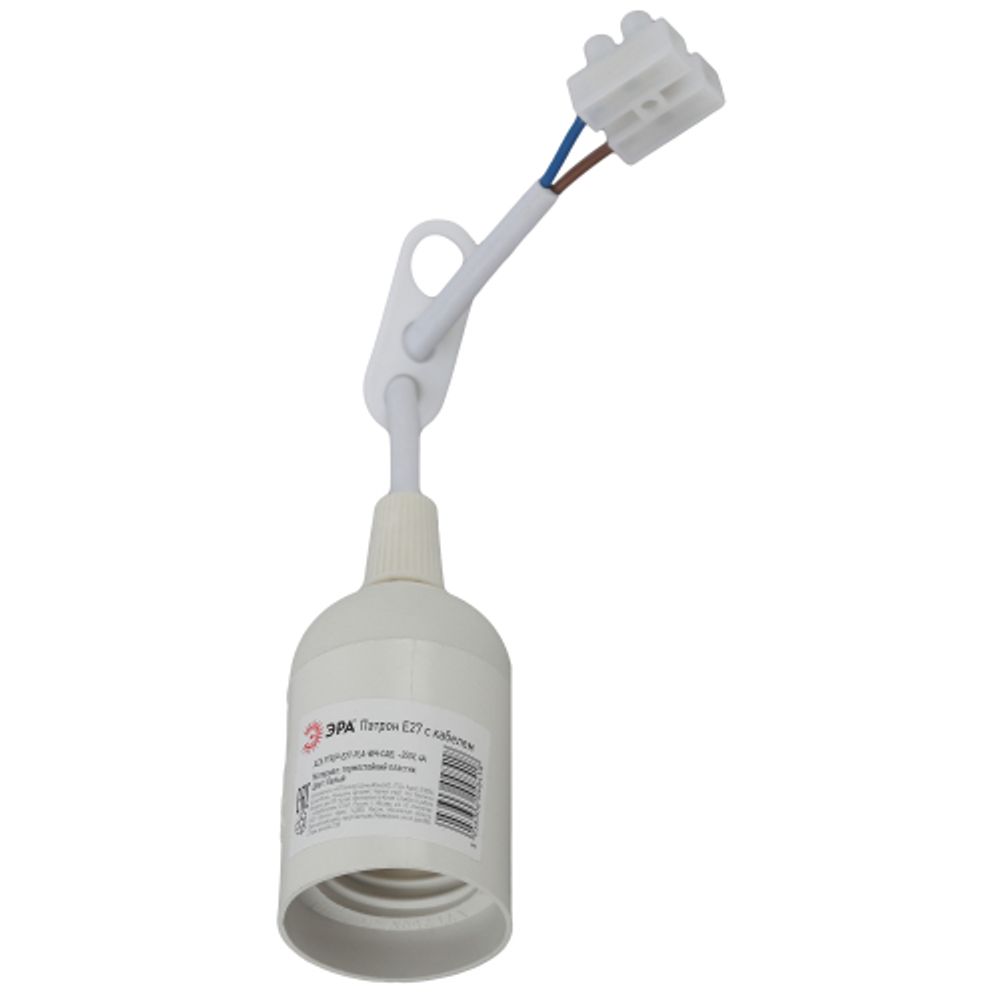 Патрон ЭРА Е27 с клеммной колодкой пластиковый белый