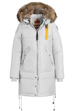 Пальто жен Parajumpers LONG BEAR 505 белое, капюшон енот