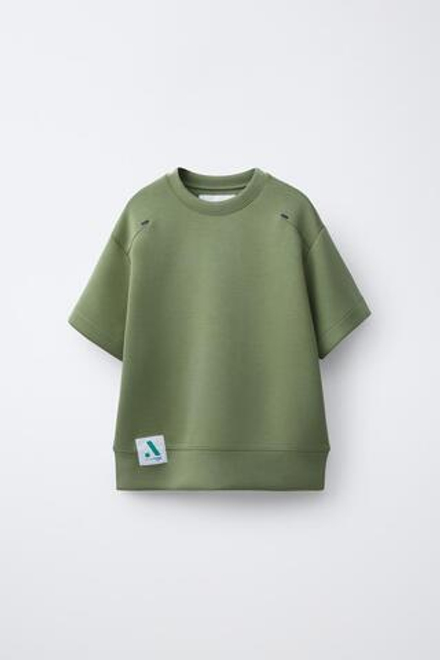 ZARA СПОРТИВНАЯ ФУТБОЛКА С ЛОГОТИПОМ, МЯГКИЙ ЗЕЛЕНЫЙ