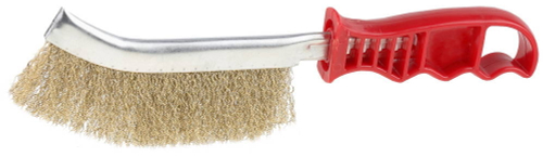 STAYER Brass Wire, однорядная, витая стальная латунированная проволока, d 0.3 мм, пластмассовая рукоятка, щетка ручная, Professional (3508)