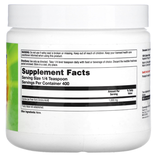 Nature's Life, Глицин в порошке, без добавок, 400 г