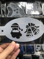 Трафарет для аквагрима овальный "Колокольчик с Дедом Морозом" 7 на 13 см