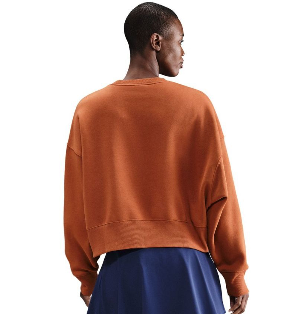 Женская теннисная куртка Nike Court Heritage Phoenix Fleece Over Oversized Crew Neck - dark russet/cinnamon