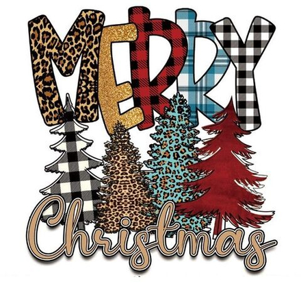 Термотрансфер "Новогодние ёлки" 20х22, наклейка на одежду.