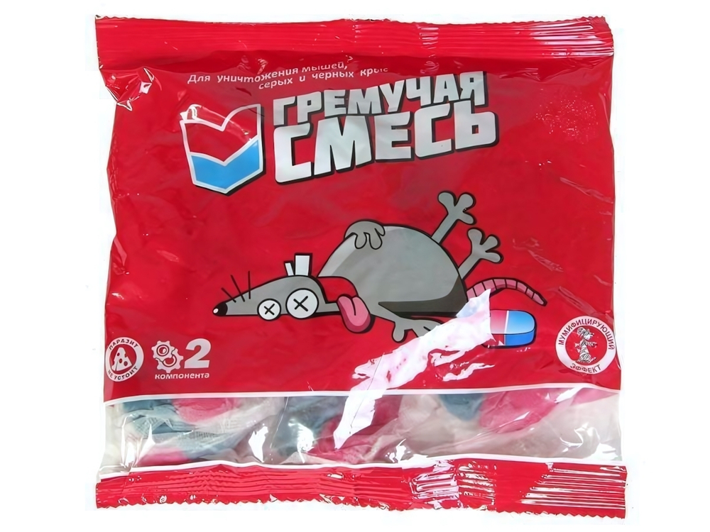Крысиная отрава 200г гремучая смесь, тесто-брикет двойной