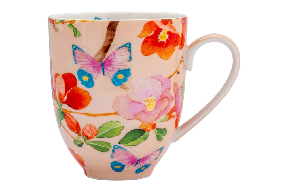 Кружка с подставкой 400мл Maxwell&Williams Камелии на розовом