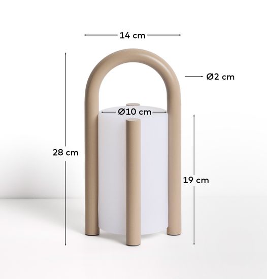 Портативная настольная лампа Leros из полиэтилена и стали бежевого цвета