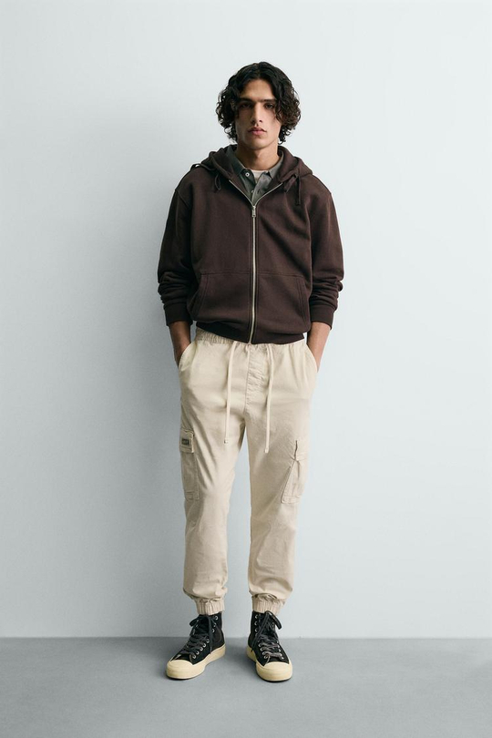 ZARA БРЮКИ КАРГО SLIM FIT, ЦВЕТ ЛЬДА