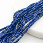 Лазурит бусины, куб, размер около 2,3-2,5 мм, цена за отрезок 19 см (1/2 нити)