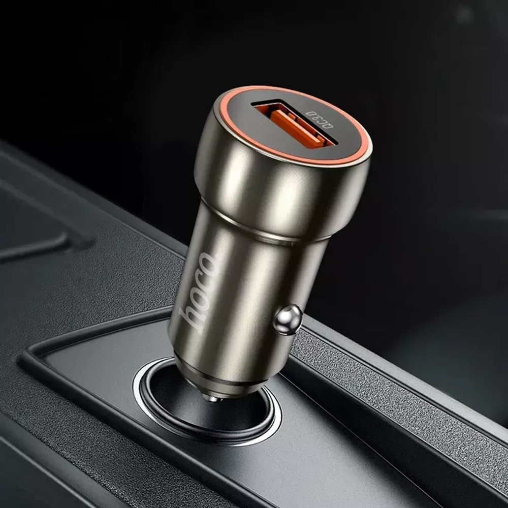 АЗУ с кабелем micro 1USB 3.0А Hoco Z46 Metal grey