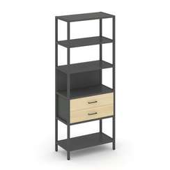 Shelf System Односекционный стеллаж пятиярусный с ящиками SN.STM-512 Антрацит/Акация Лорка/Металл Ан