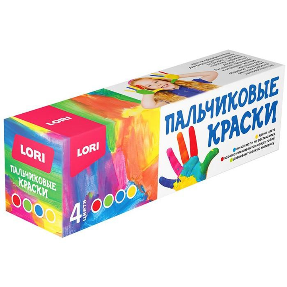 Пальчиковые краски 4 цв. по 40 мл. (Lori)