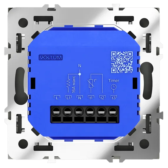 Терморегулятор электронный VOLTUM S70 с индикацией и датчиком, для теплого пола, (графит)