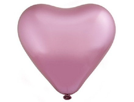 Э 12"/30 см, Сердце, Хром Сатин Розовый, (Flamingo 853), 10 шт.