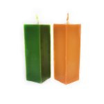 Свечи куб зеленая и оранжевая/ пчелиный воск / 13х4,5 см