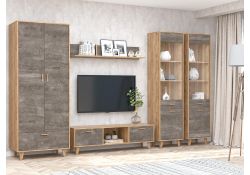 Витрина Эго ПС-1 на ножках дуб крафт золотой / камень темный