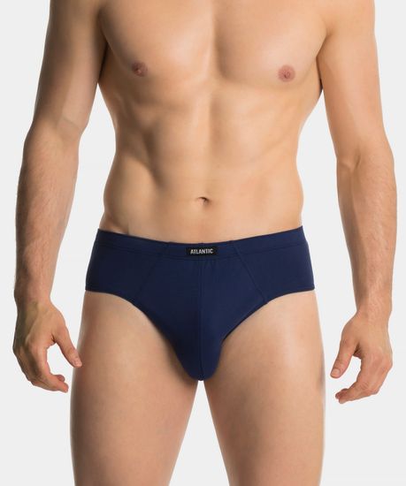 Мужские трусы (3шт) слипы классика Atlantic 3SMP-129, темно-синий + темно-голубой + изумрудный